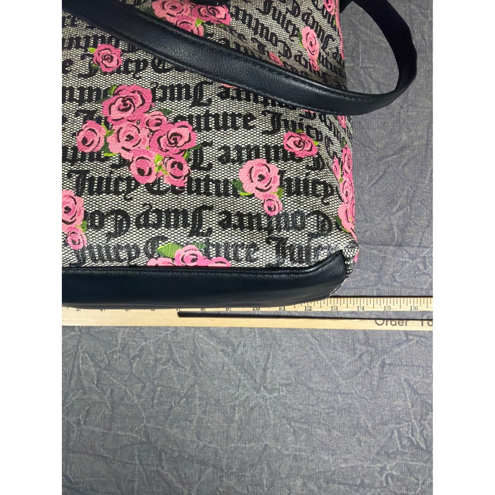Juicy Couture Day to Date Tote Bag Pink Bloom Black Floral Monogram Shopper NEW - Picture 9 of 10